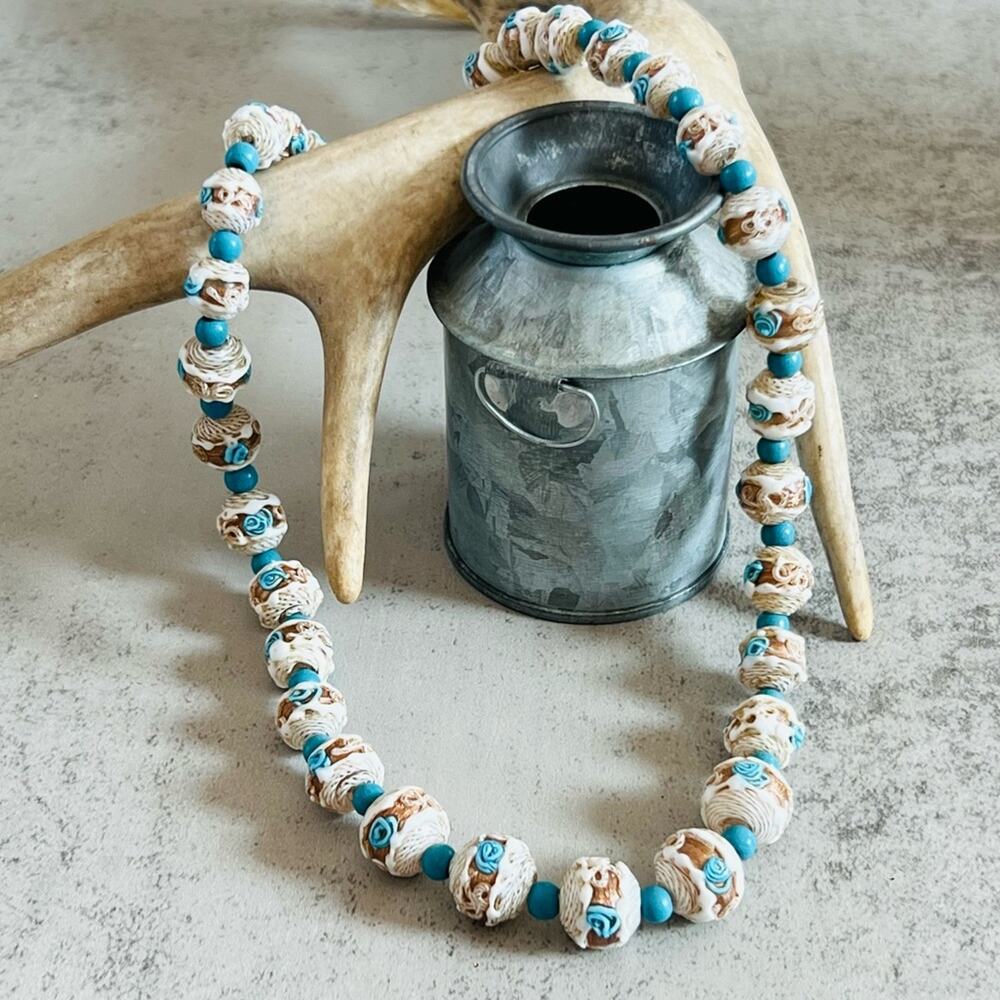 Vintage/Antique Murano Venetian Latticino Wedding Cake Necklace 16.5in. - Picture 6 of 16